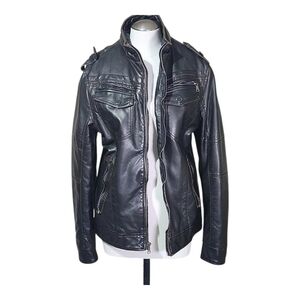 Ameri Mode Faux Leather Biker USA Jacket Size Small